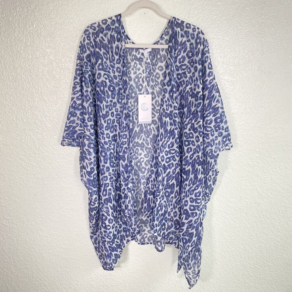 Johnny Was CALME Kimono Women Small Medium Leopard Cotton Silk Cardigan Cover Up